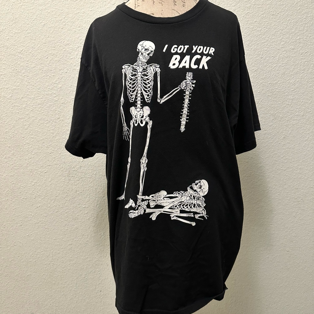 Black Graphic Skeleton Graphic TShirt